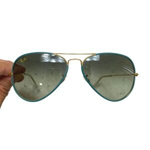 Ray-Ban RB3025-J-M Aviator Sunglasses Gold Teal 9196/BH 58-14-135 Full Color